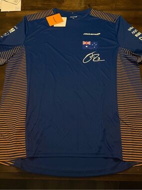 McLaren F1 Daniel Ricciardo 2021 Team T-Shirt Blue NWT 2XL #3 Driver Shirt